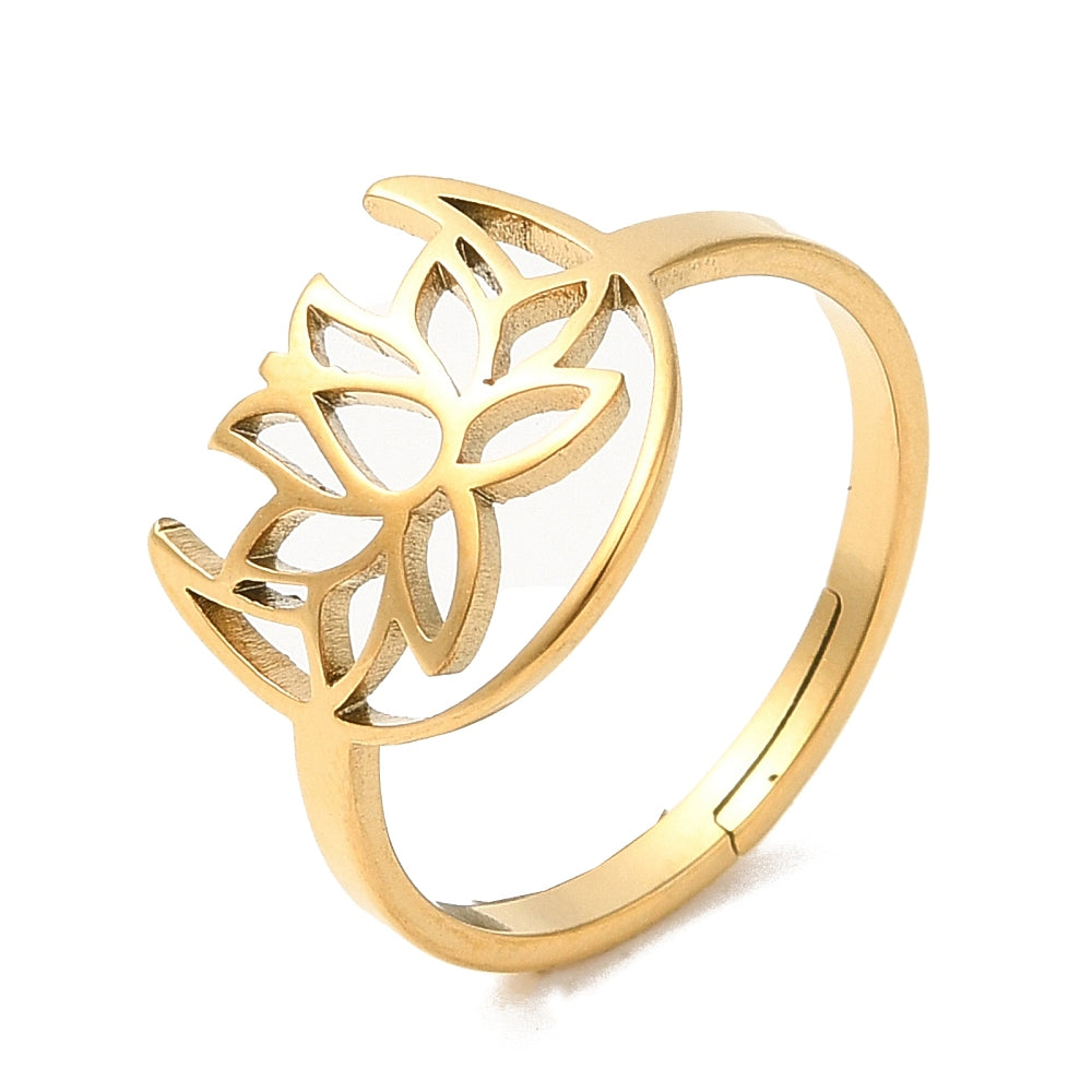 Ring stainless steel ☀ lotus moon