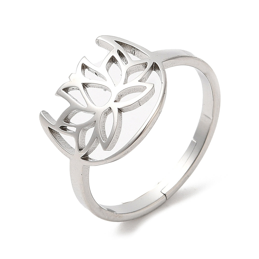 Ring stainless steel ☀ lotus moon