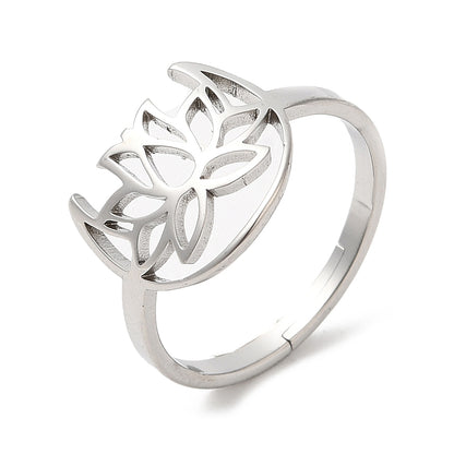 Ring stainless steel ☀ lotus moon