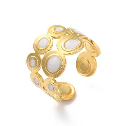 Ring stainless steel ☀ white rounds