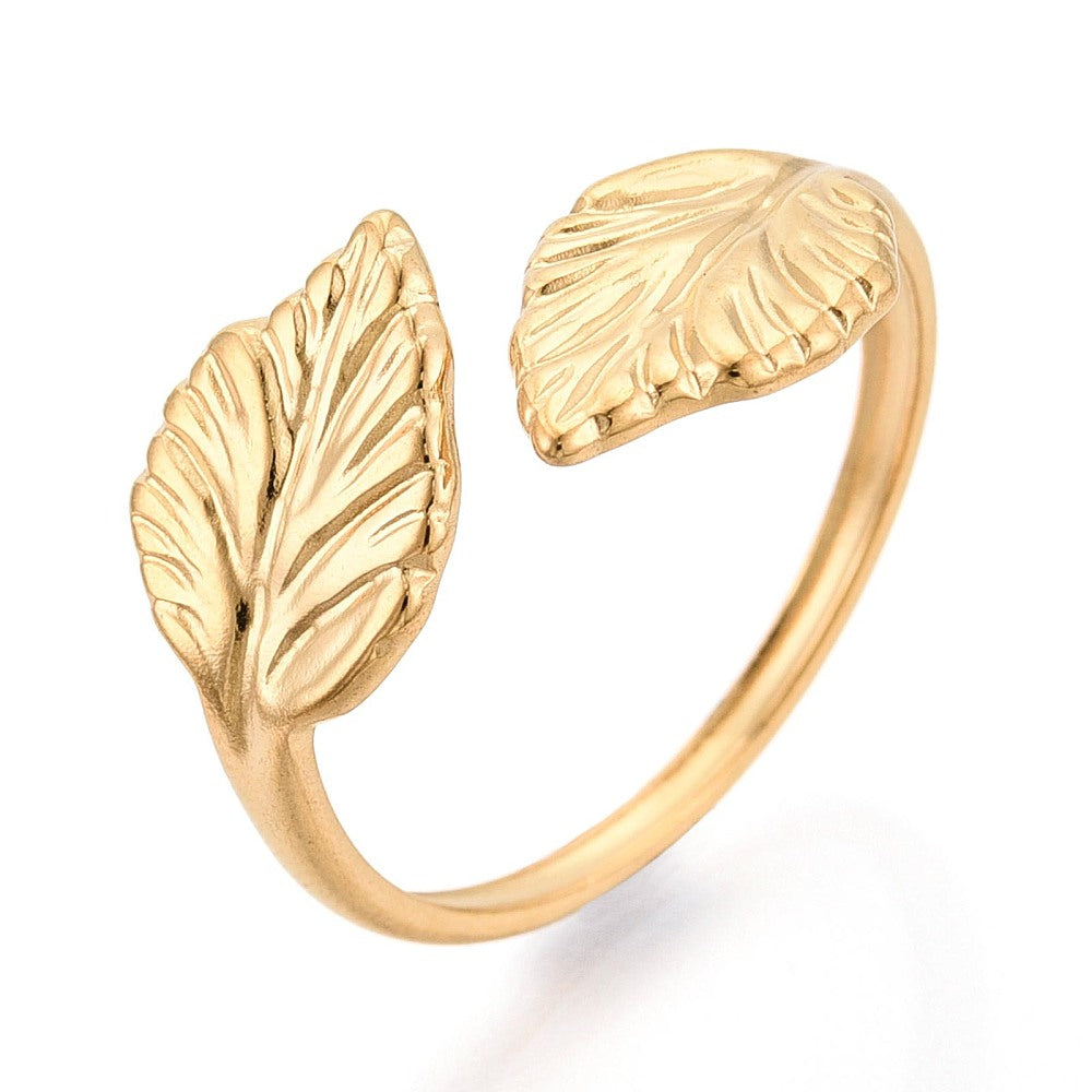 Ring stainless steel ☀ two leafs