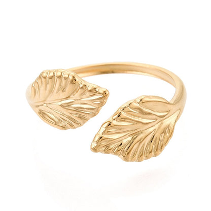 Ring stainless steel ☀ two leafs