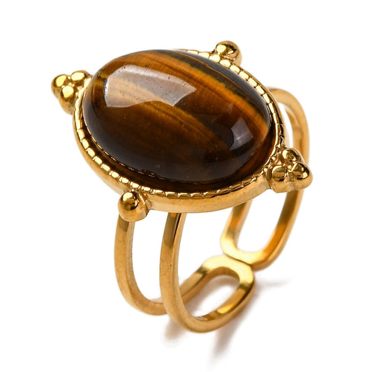 Ring stainless steel ☀ boho tiger eye