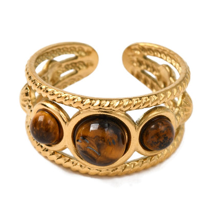 Ring stainless steel ☀ rounds tiger eye