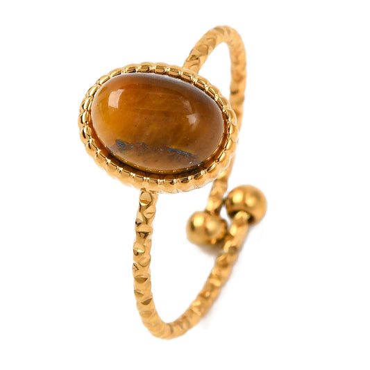 Ring stainless steel ☀ tiny tiger eye