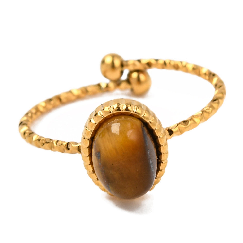 Ring stainless steel ☀ tiny tiger eye