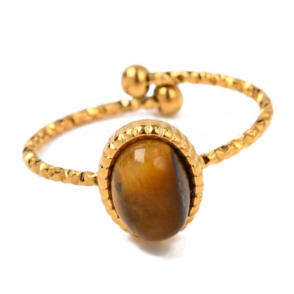 Ring stainless steel ☀ tiny tiger eye