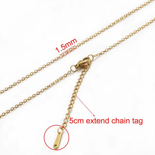 Basic ketting stainless steel 40+5cm goud & zilver