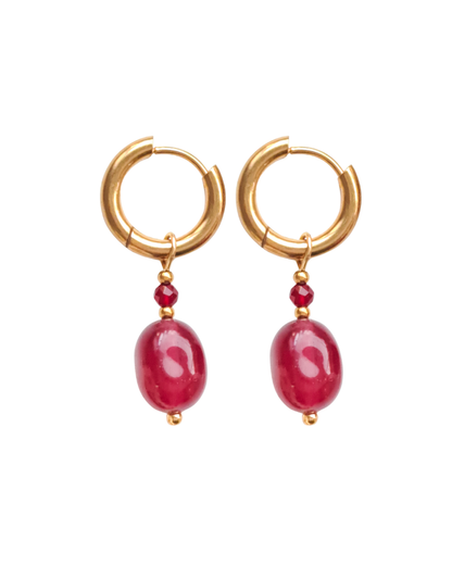 Earring hoops red chalcedoon