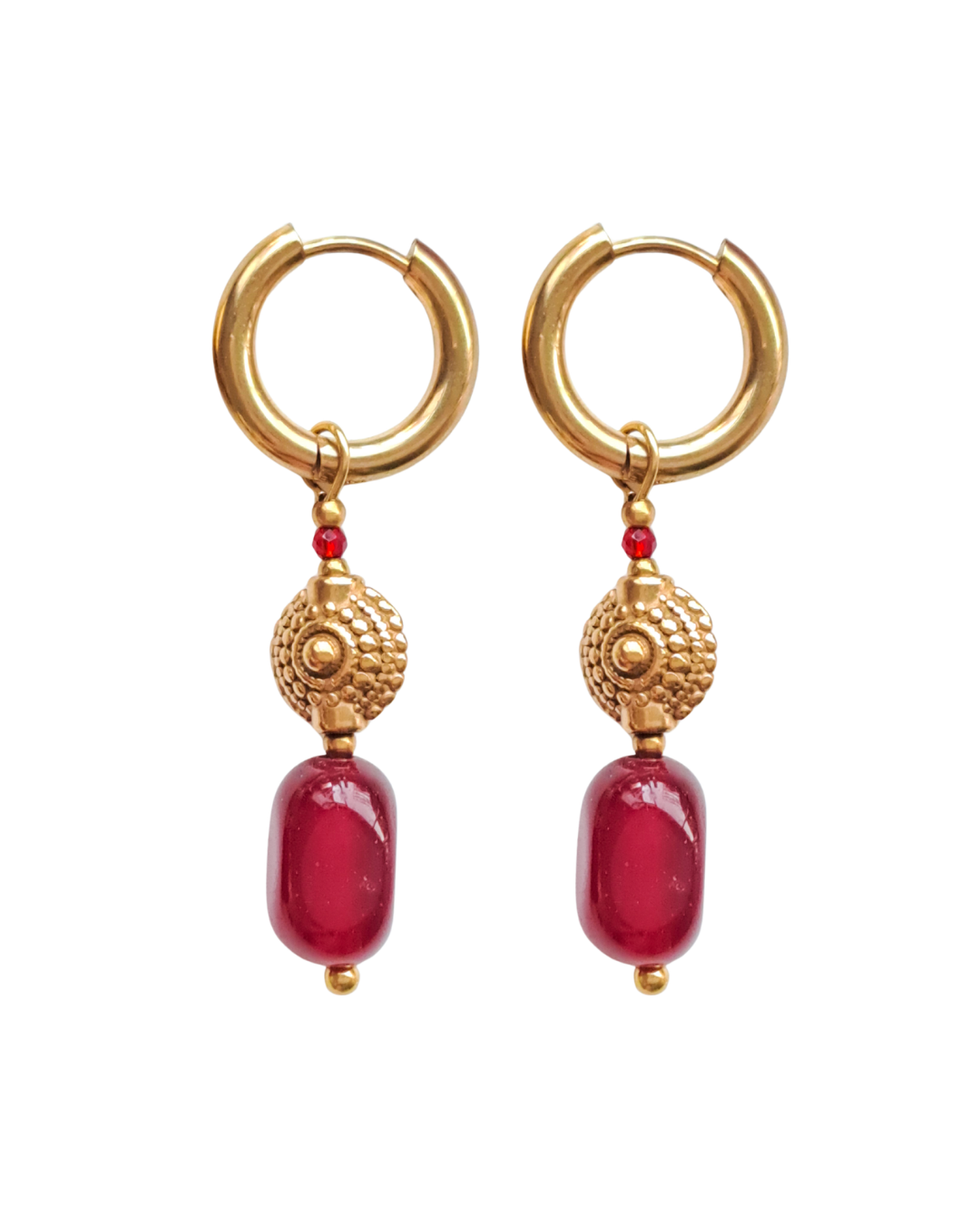 Earring hoops red chalcedoon india