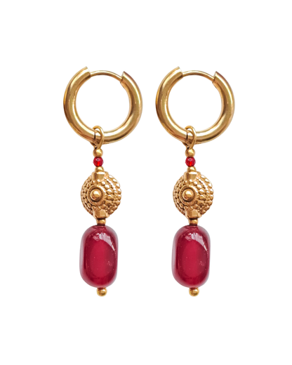 Earring hoops red chalcedoon india