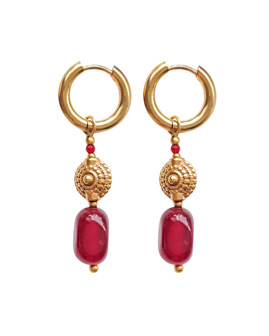 Earring hoops red chalcedoon india