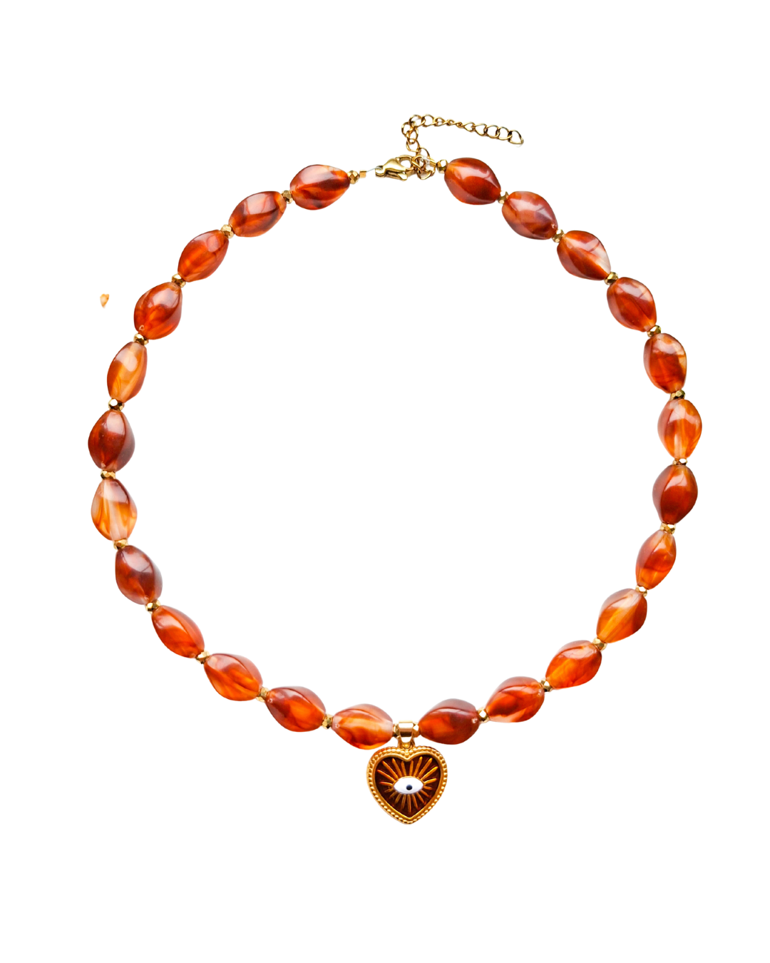 Evil eye charm & bead necklace