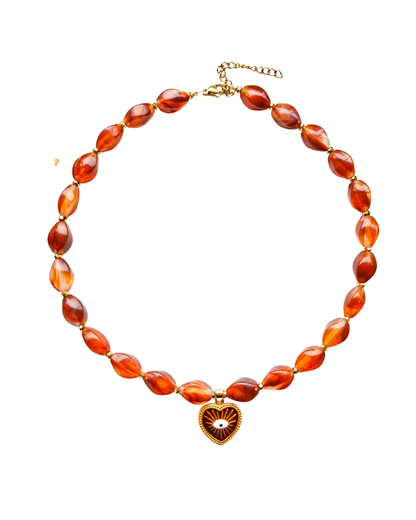 Evil eye charm & bead necklace