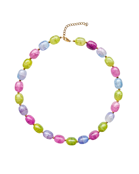 Glass bead necklace mixed collors
