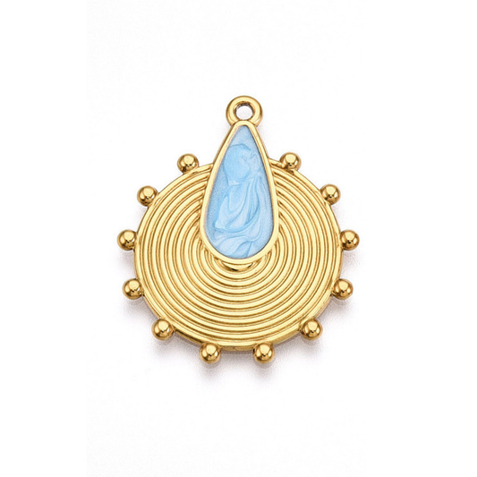 Bedel + ketting ☀ blue boho round