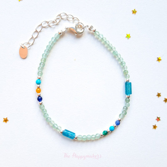 Kralen armband boho 925 sterling zilver, handgemaakt, 100% waterproof, aventurijn edelsteen, persoonlijke ontwikkeling