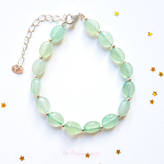 Kralen armband boho 925 sterling zilver, handgemaakt, 100% waterproof, aventurijn edelsteen