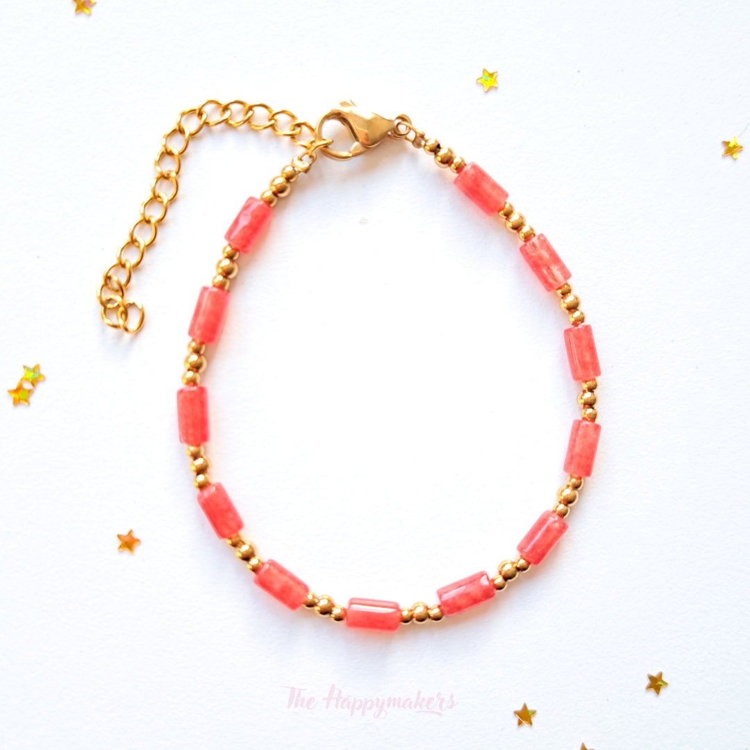 Kralen armband boho stainless steel, natuursteen, handgemaakt, 100% waterproof