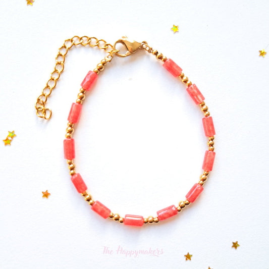 Kralen armband boho stainless steel, natuursteen, handgemaakt, 100% waterproof