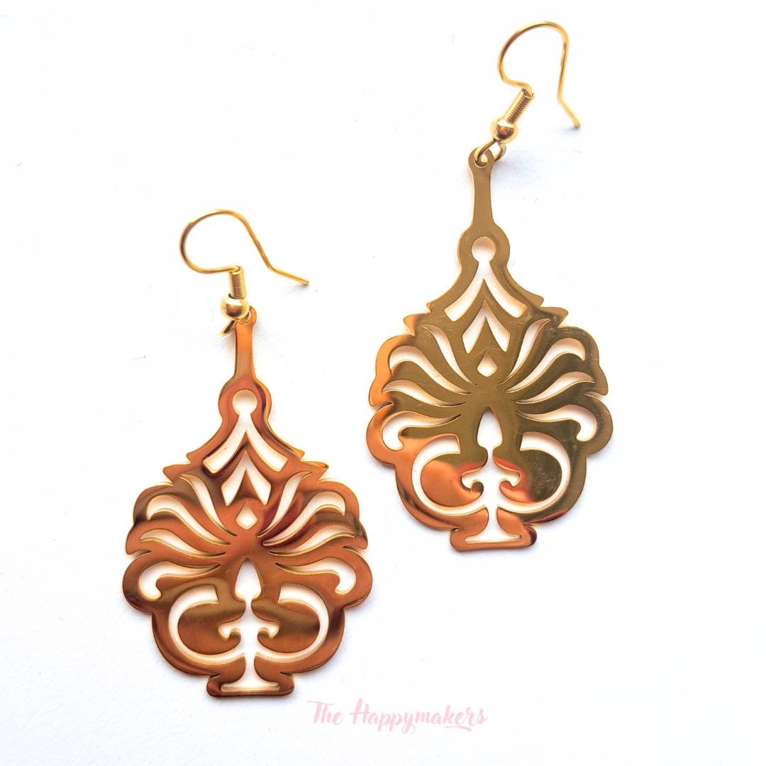 Oorbellen stainless steel, boho, bedeloorbellen, statement oorbellen, bohemian, goud of zilver