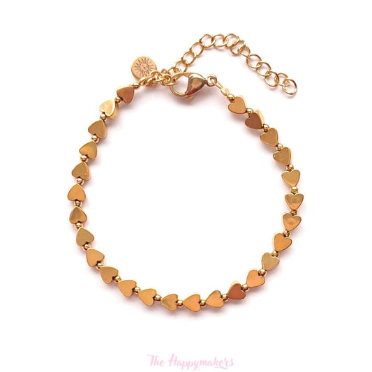 Kralen armband boho stainless steel, handgemaakt, 100% waterproof, goudkleurig, basics, minimalistische armband, hartjes