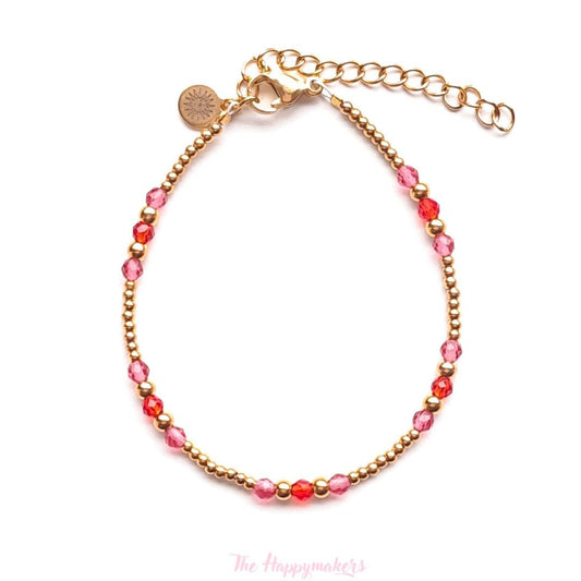 Kralen armband boho stainless steel, handgemaakt, 100% waterproof, goudkleurig, basics, zirkoon steen, kleuren armband