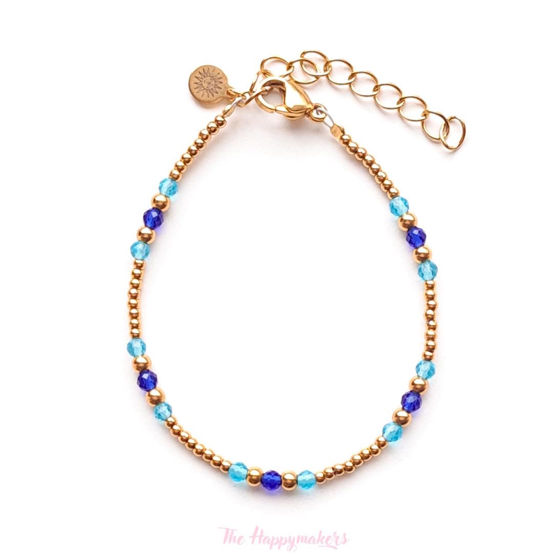 Kralen armband boho stainless steel, handgemaakt, 100% waterproof, goudkleurig, basics, zirkoon steen, kleuren armband