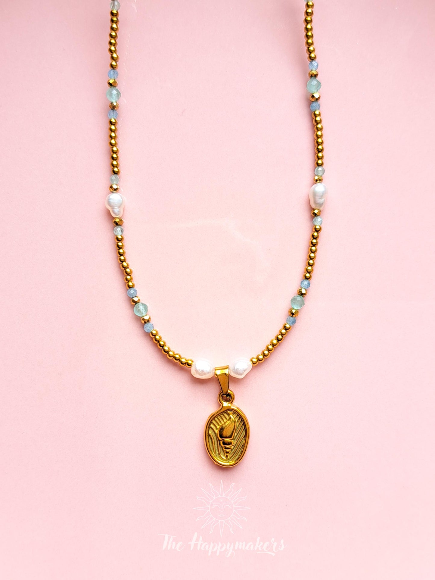 Kralen ketting beach, waterproof, boho, stainless steel, handgemaakt, schelpkralen