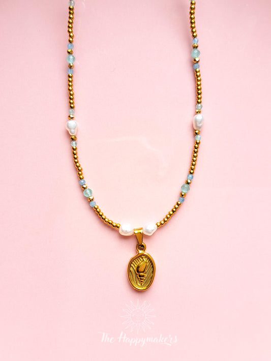 Kralen ketting beach, waterproof, boho, stainless steel, handgemaakt, schelpkralen