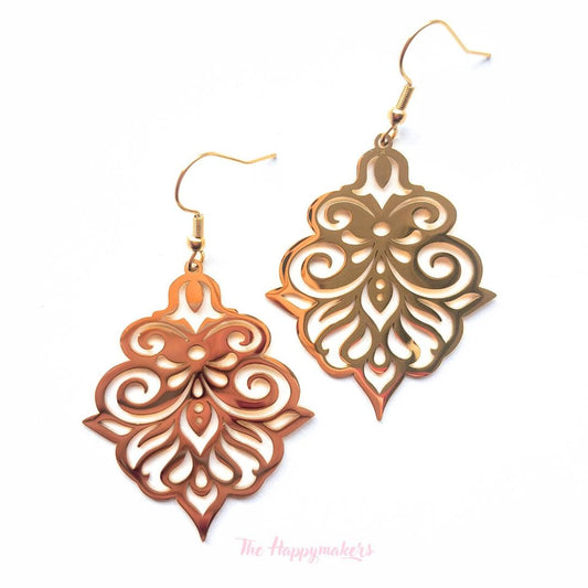 Oorbellen stainless steel, boho, bedeloorbellen, statement oorbellen, bohemian, goud of zilver