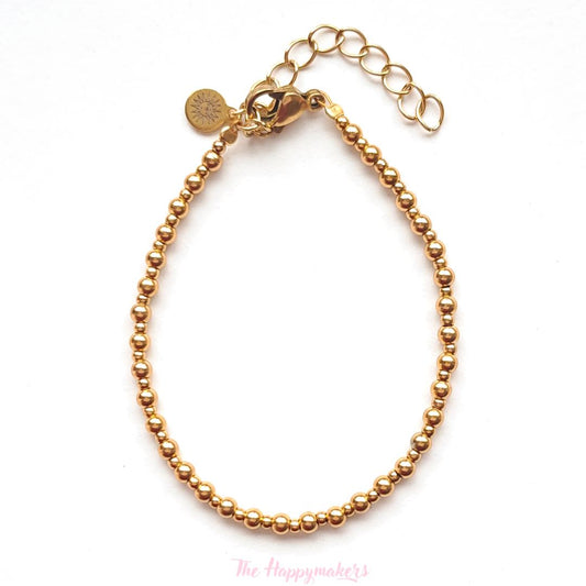 Kralen armband boho stainless steel, handgemaakt, 100% waterproof, goudkleurig, basics, minimalistische armband