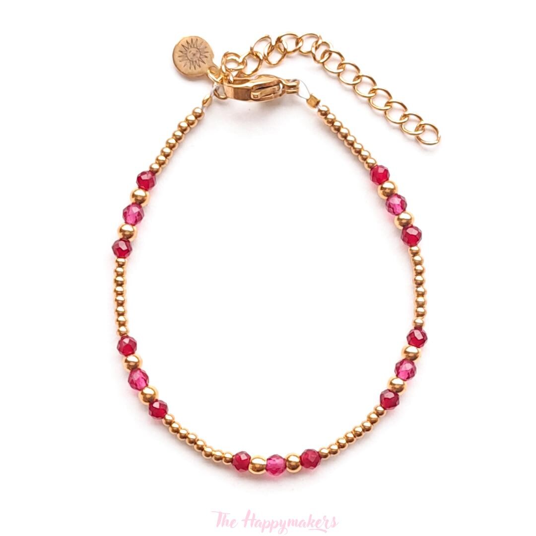Kralen armband boho stainless steel, handgemaakt, 100% waterproof, goudkleurig, basics, zirkoon steen, kleuren armband