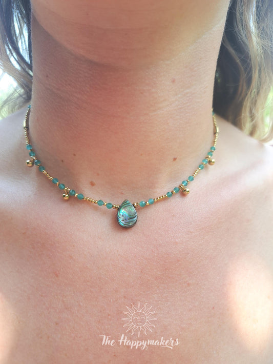 Kralen ketting beach, waterproof, boho, stainless steel, handgemaakt, schelpkralen