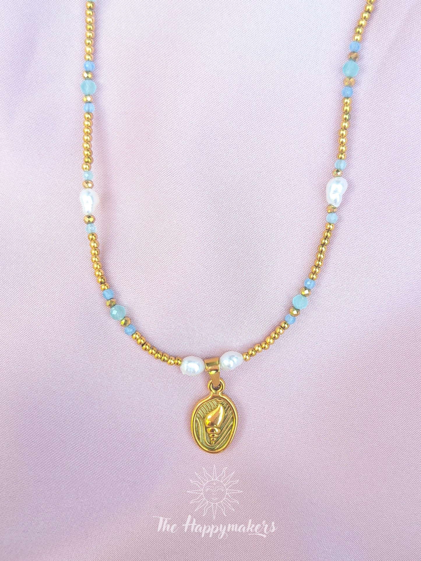 Kralen ketting beach, waterproof, boho, stainless steel, handgemaakt, schelpkralen