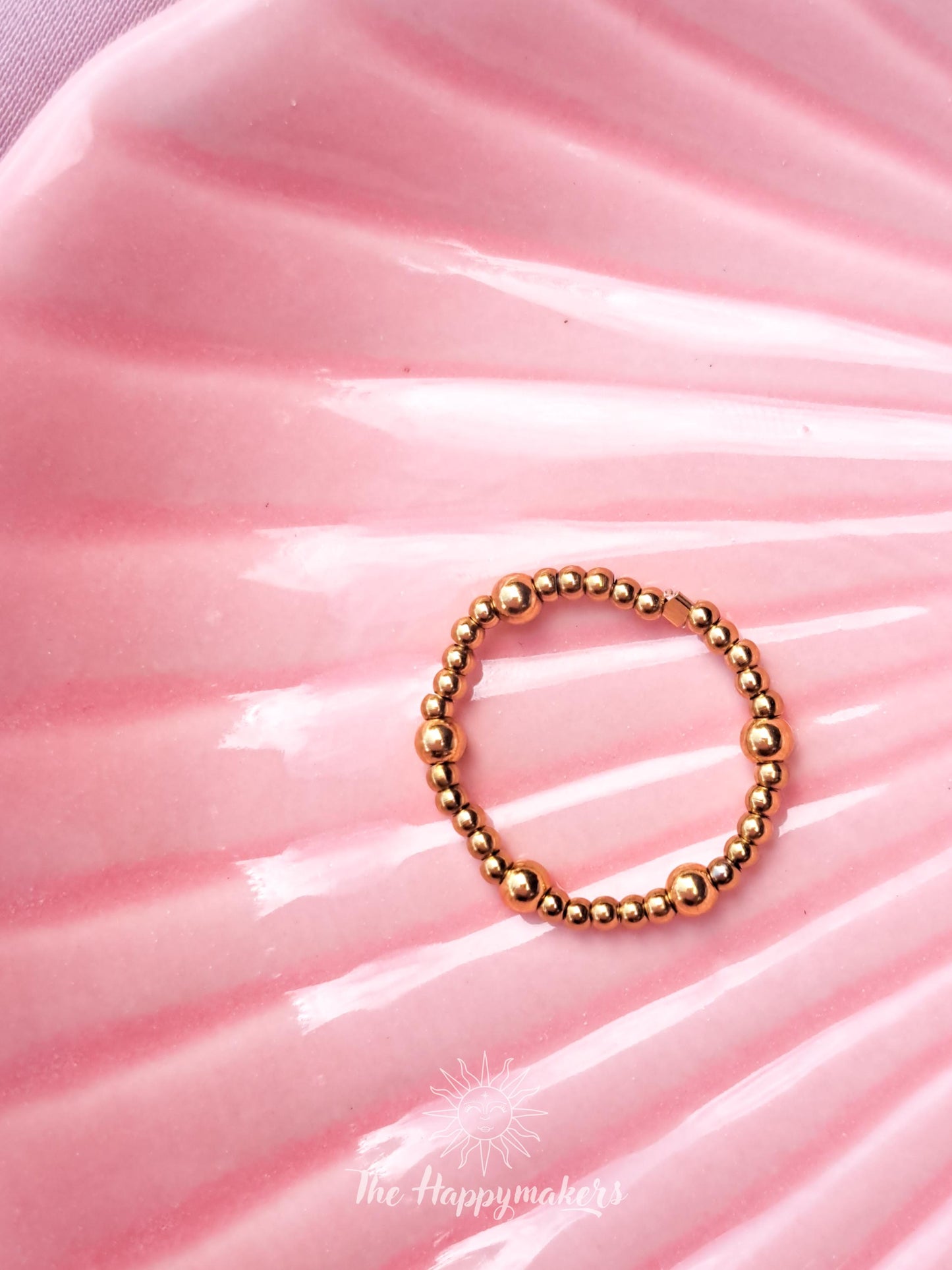 Kralen ring, 2mm stainless steel kralen, elastische ring, 100% waterproof, stapelbare ringen, onesize, boho, goud, rekbare ringen