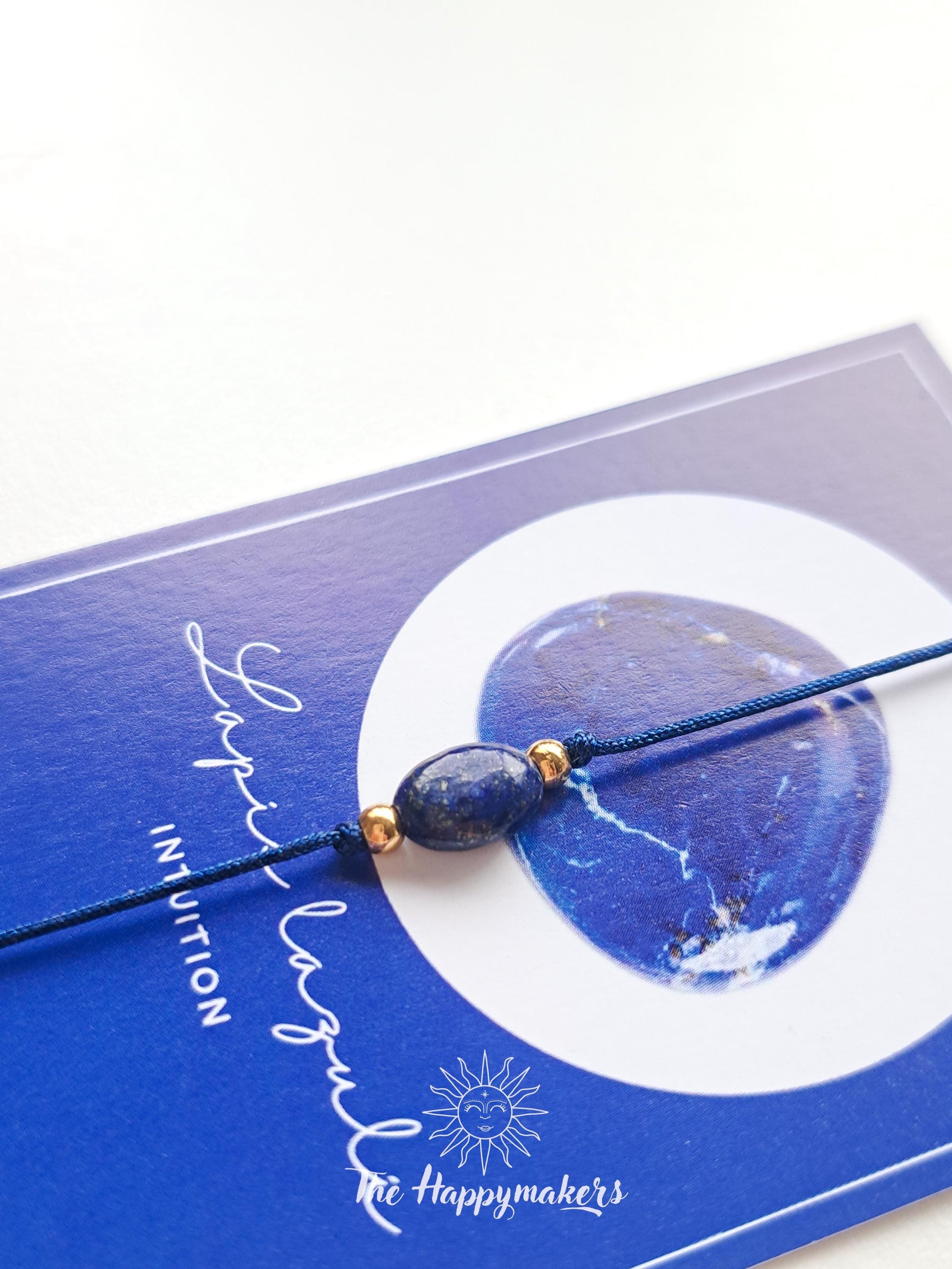 Wensarmbandje edelsteen, lapis lazuli, kraal, macramé armband, stainless steel, cadeaugeschenk, zakelijk geschenk, minimalistisch