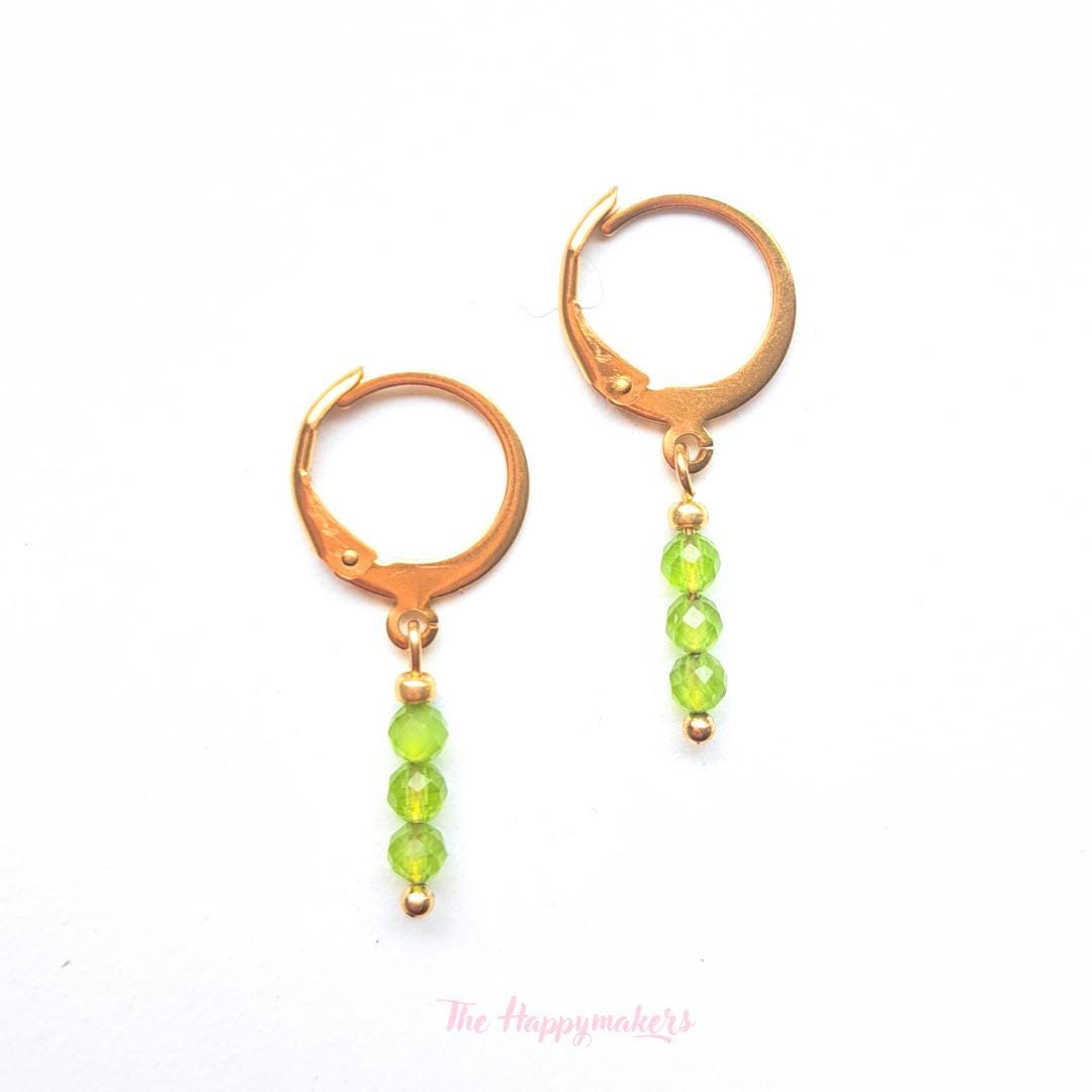 Oorbellen stainless steel, gekleurde steentjes, 100% waterproof, little hoops, bedeloorbellen, handgemaakt