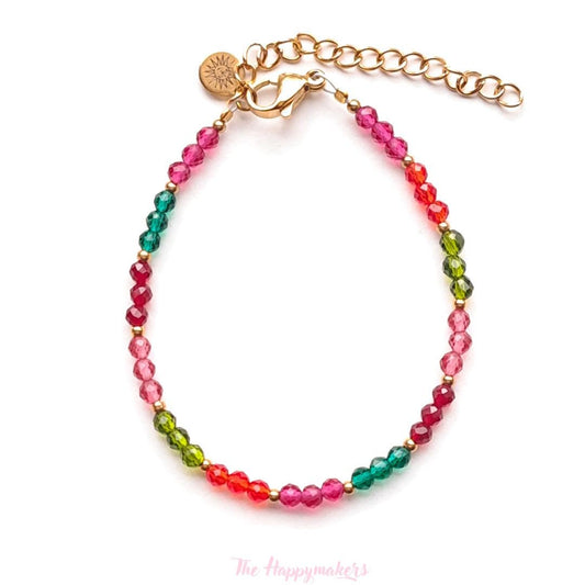 Kralen armband boho stainless steel, handgemaakt, 100% waterproof, goudkleurig, basics, zirkoon steen, kleuren armband