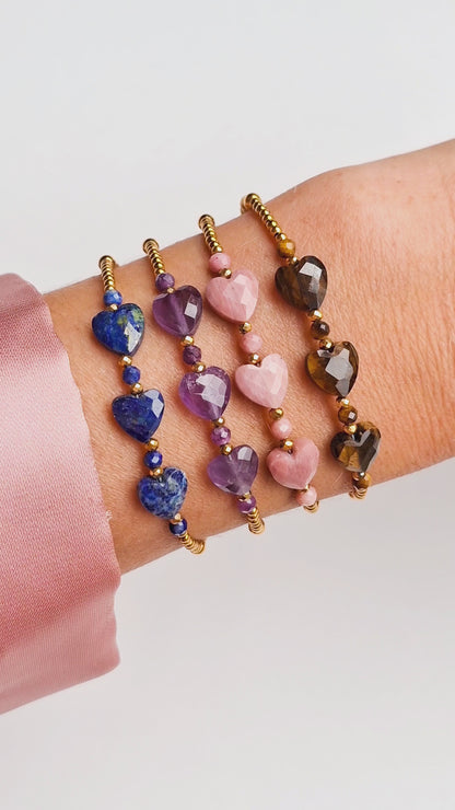 Armband edelsteen hartjes