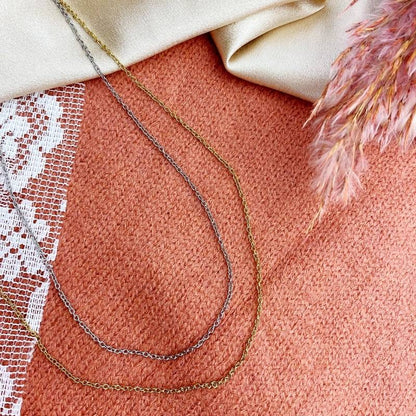 Basic ketting stainless steel 40+5cm goud & zilver