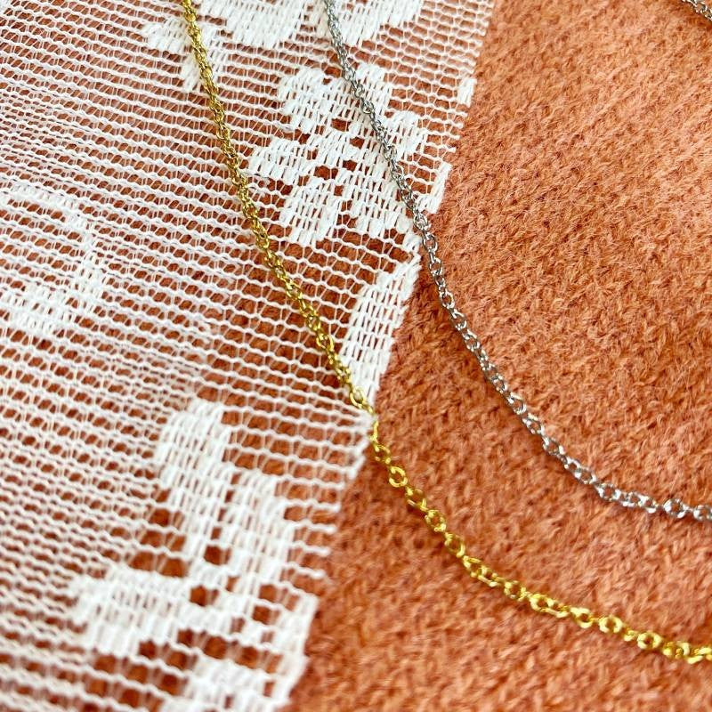 Basic ketting stainless steel 40+5cm goud & zilver